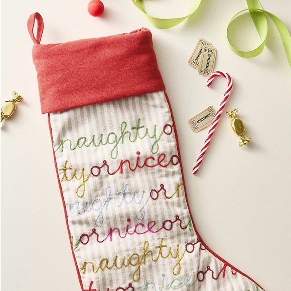 Anthropologie Other - NEW Anthropologie Marlise Christmas Naughty or Nice Stocking NWT